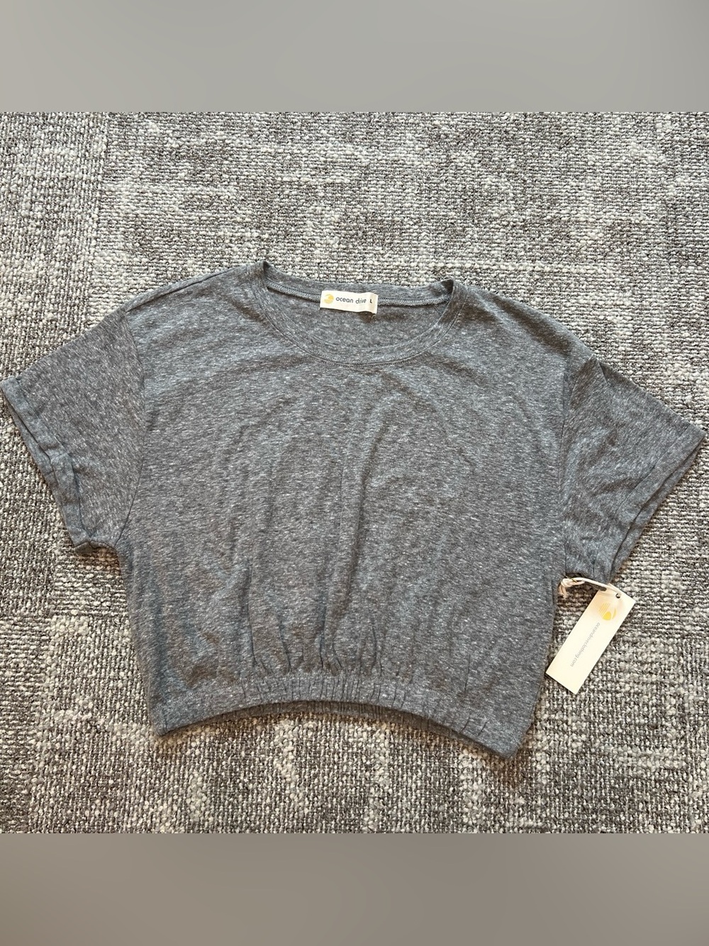 Ocean Drive Charcoal Gray Cropped Short Sleeve Top